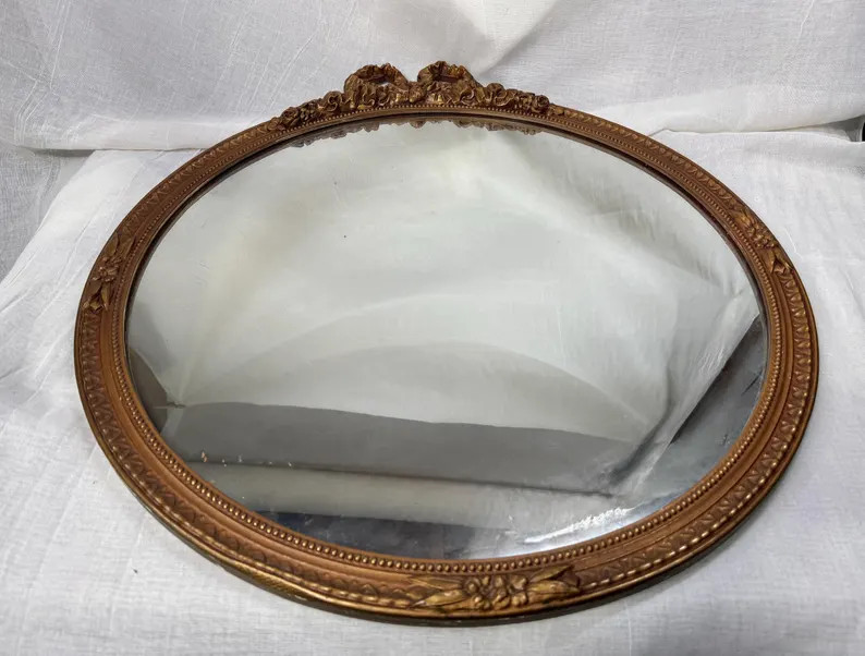 Antique Gold Giltwood Framed Mirror: Hand-carved Bow Accent - Etsy | Etsy (US)