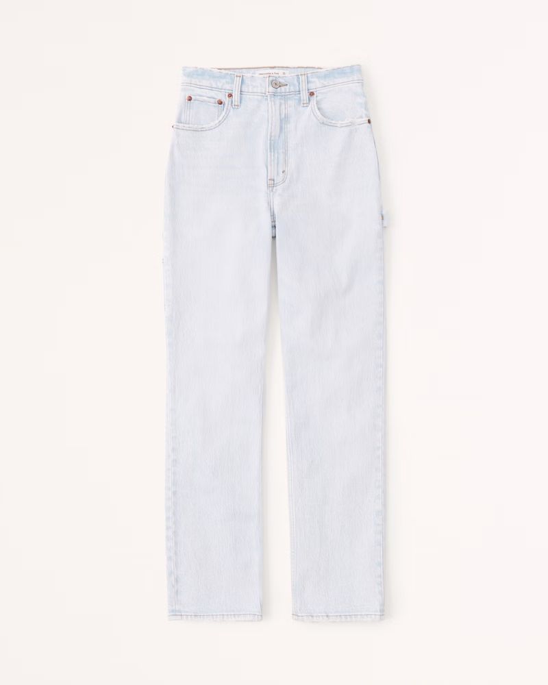 Abercrombie & Fitch Women's Ultra High Rise 90s Straight Carpenter Jean in Light With Carpenter Details - Size 31 LONG | Abercrombie & Fitch (US)
