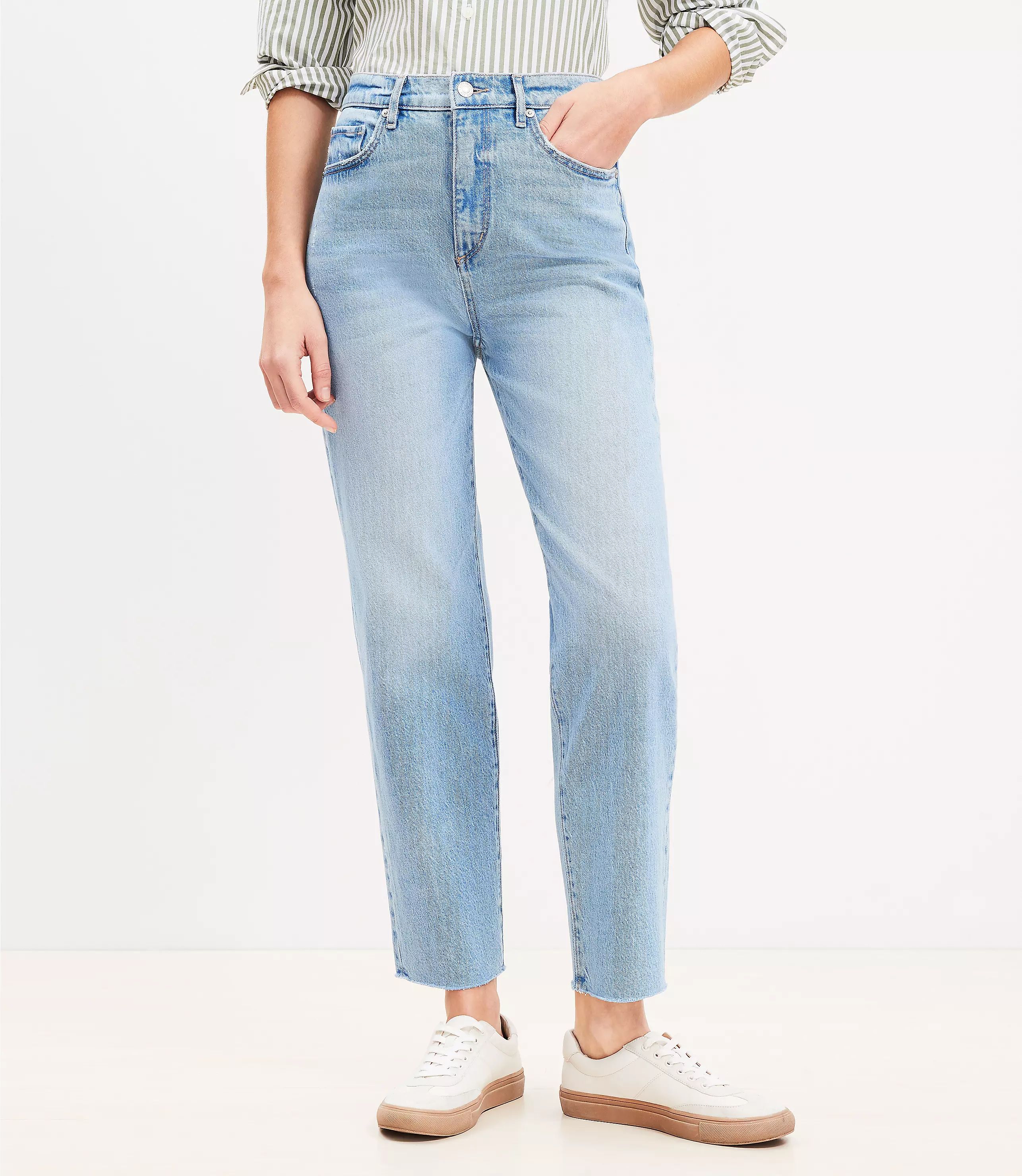 Curvy High Rise Straight Jeans in Classic Mid Wash | LOFT