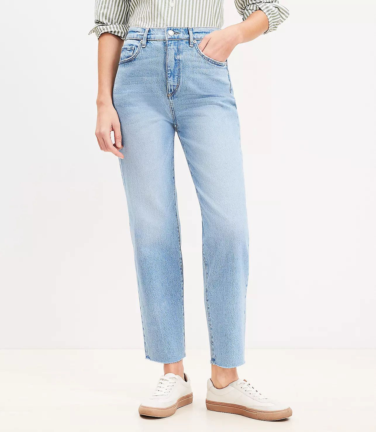 Curvy High Rise Straight Jeans in Classic Mid Wash | LOFT