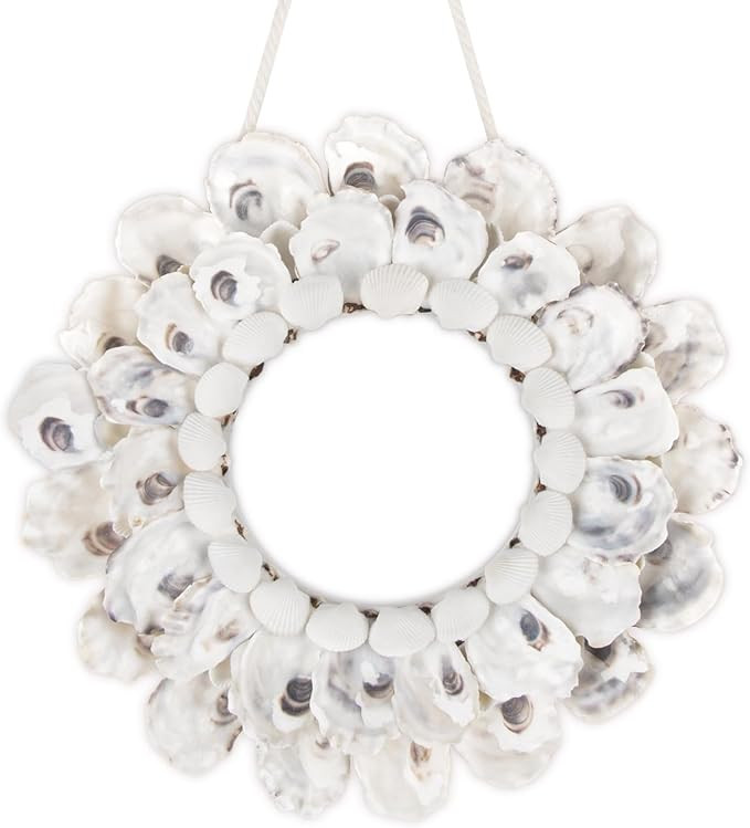 Oyster Shell Wreath - Handmade Sea Shell Beach Wreath, Coastal Style Christmas Decor Wreaths for ... | Amazon (US)