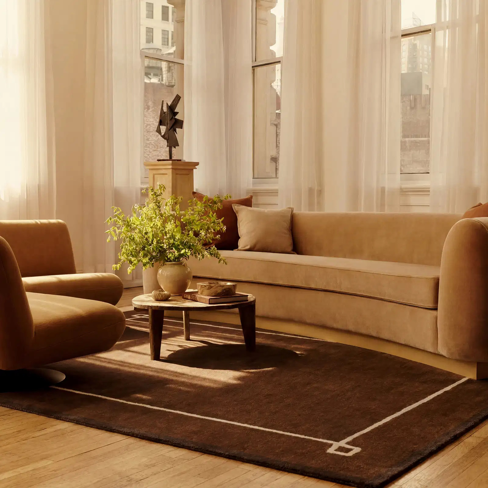 Color: Golden BrownSerge Bordered Wool Rug by Nate Berkus | Tan Tan swatchSerge Bordered Wool Rug... | Rugs USA