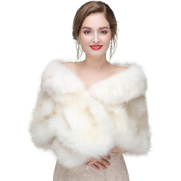 BABEYOND Womens Faux Fur Collar Shawl Faux Fur Scarf Wrap Evening Cape for Winter Coat | Amazon (US)