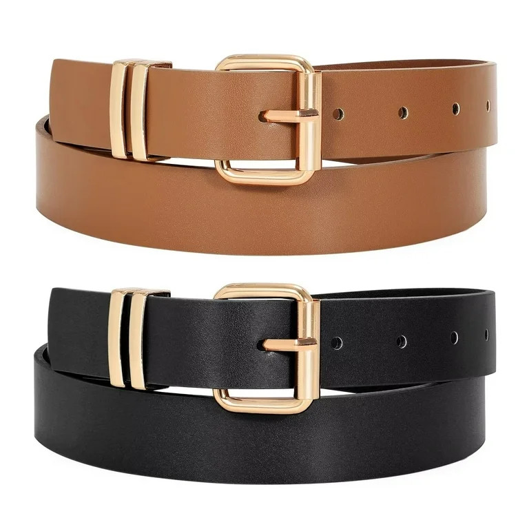 WHIPPY Women's Belts for Jeans Dresses Pants Ladies Leather Brown Belts - Walmart.com | Walmart (US)