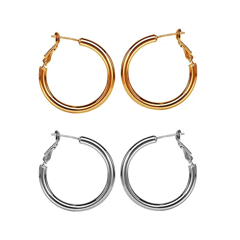 Believe by Brilliance- Women's 14kt Gold Flash Plated Hoop Earring Set - Walmart.com | Walmart (US)