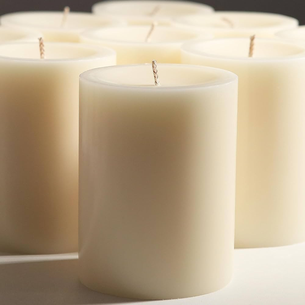 Pillar Candles - 2.8x3 inch | 30 Hours Burning, 4 Count - Ivory Unscented Pillar Candles - Driple... | Amazon (US)