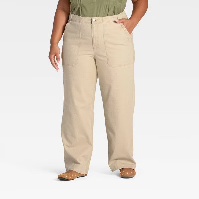 Women's Mid-Rise Straight Leg Cargo Pants - Universal Thread™ Tan 24 | Target