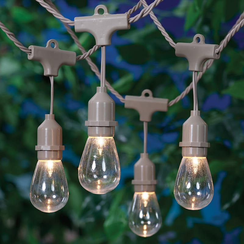 30-Count UL D40 Edison Bulb String Light Set, Taupe Wire | At Home