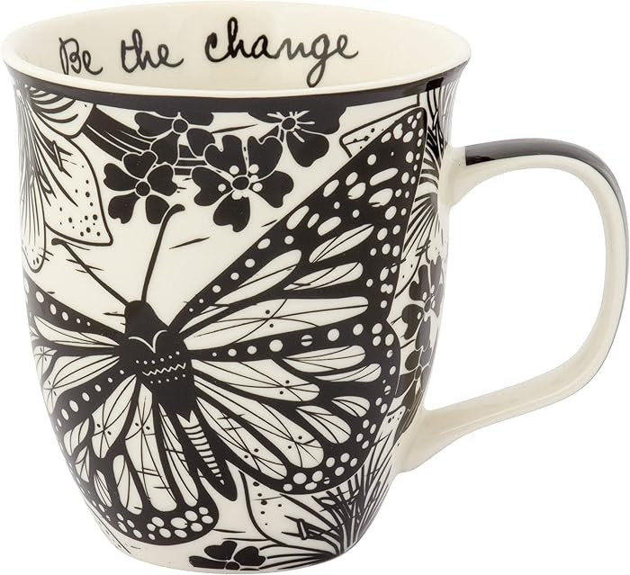 Karma Gifts 16 oz Black and White Boho Mug Butterfly - Cute Coffee and Tea Mug - Ceramic Coffee M... | Amazon (US)