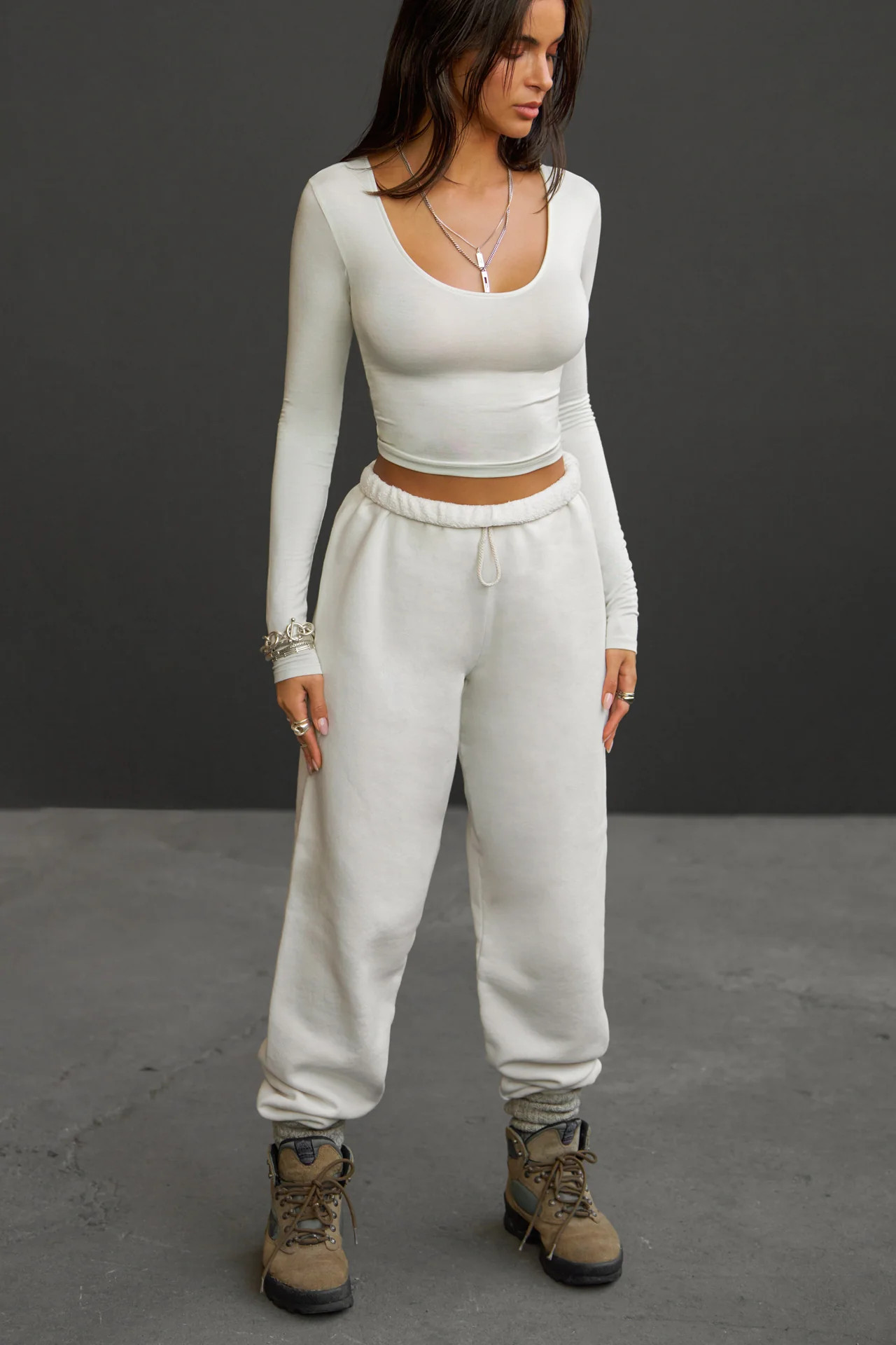 Oversized Jogger - Off White French Terry | Joah Brown