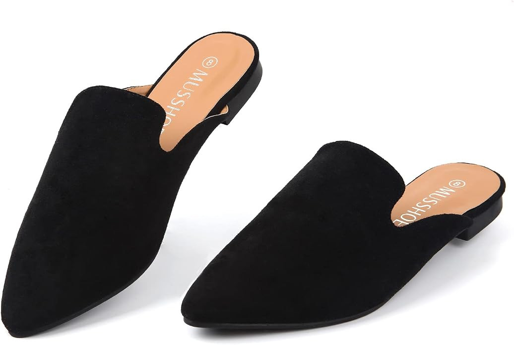 MUSSHOE Mules for Women Slip On Comfortable Pointed Toe Womens Loafers Women's Flats for Women's ... | Amazon (US)