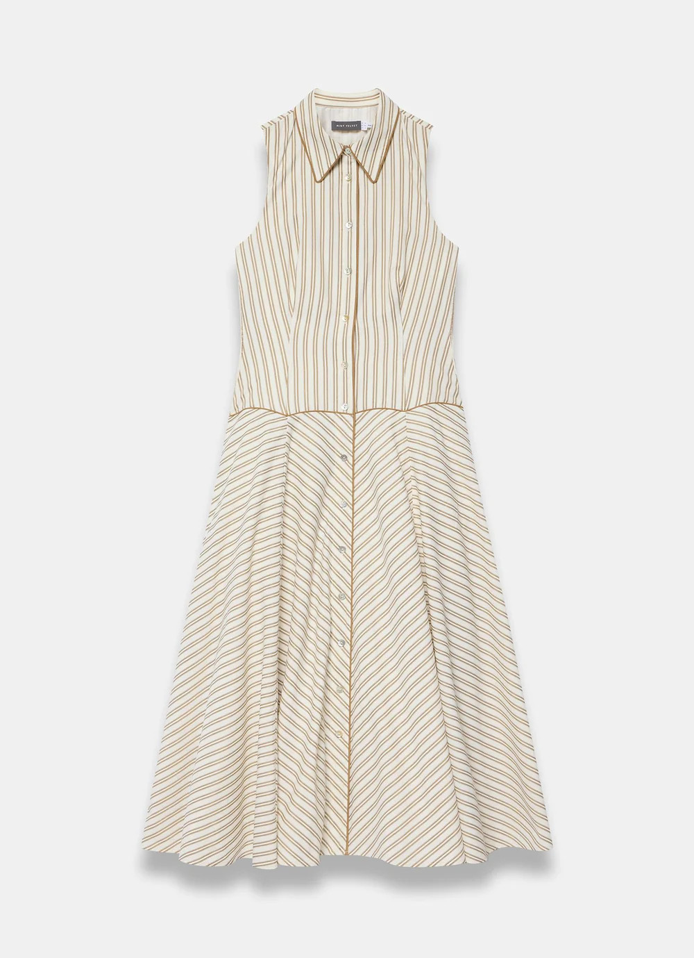 Neutral Cotton Blend Striped Midi Dress | Mint Velvet