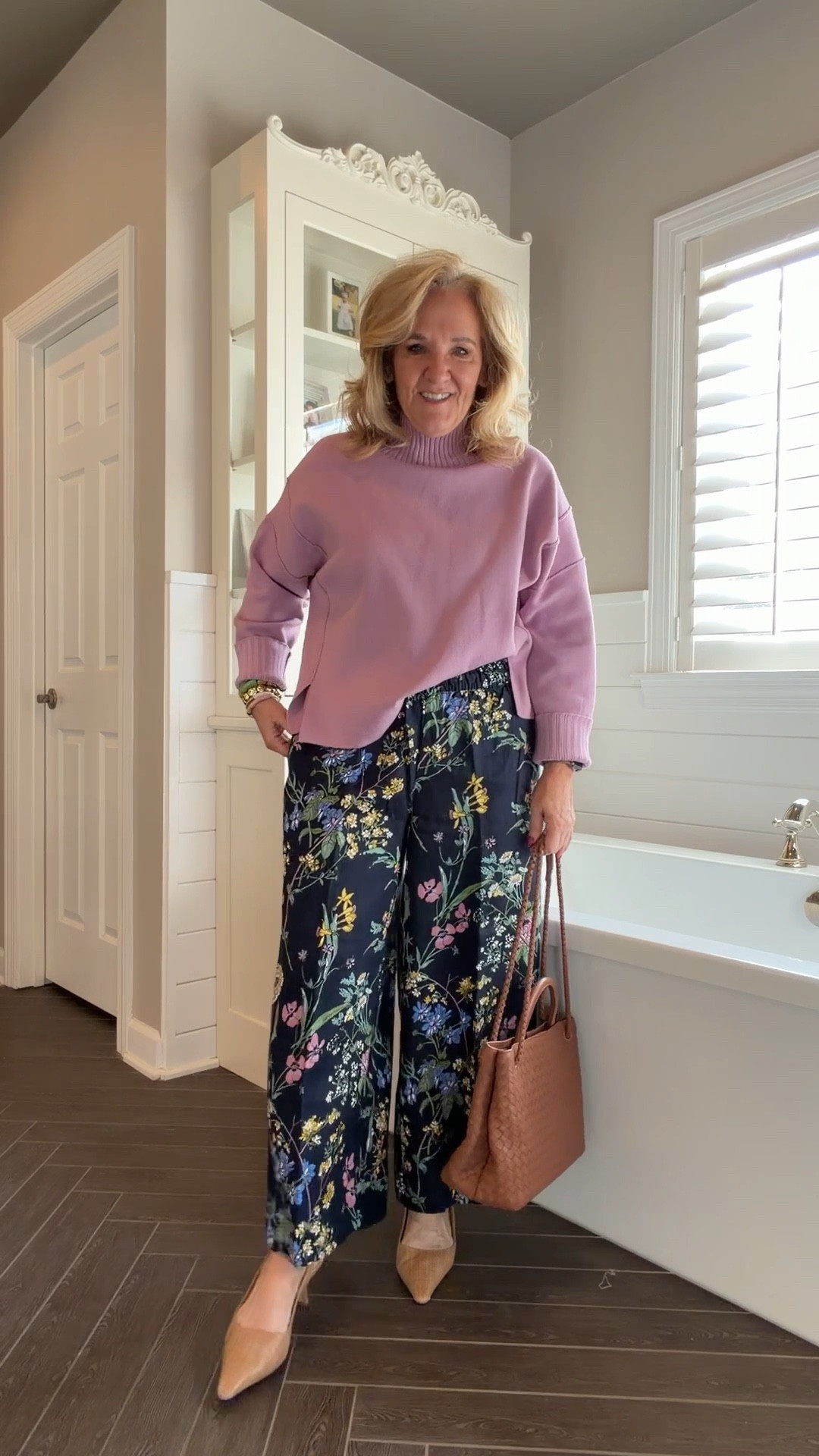 Lavender sweater size medium
Somerset linen pull on  pants size small regular length
Favorite slingbacks I size up a half for a little extra room in the toes
20% off Allie & Bess code NANETTE20 

Baby shower, bridal shower, spring outfit, Easter outfit

#LTKSeasonal #LTKOver40 #LTKPetite