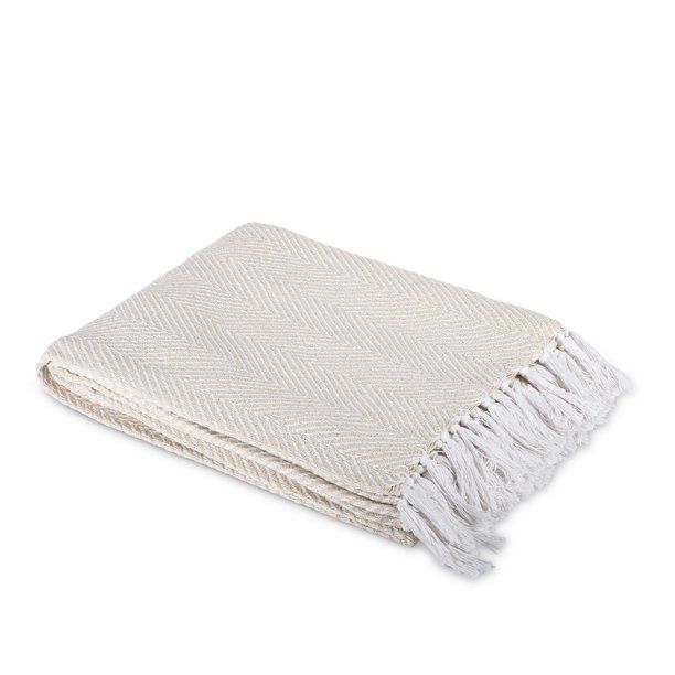 Lone Elm Studios Solid Cotton Woven Easy Clean Washable Throws, Ivory - Walmart.com | Walmart (US)