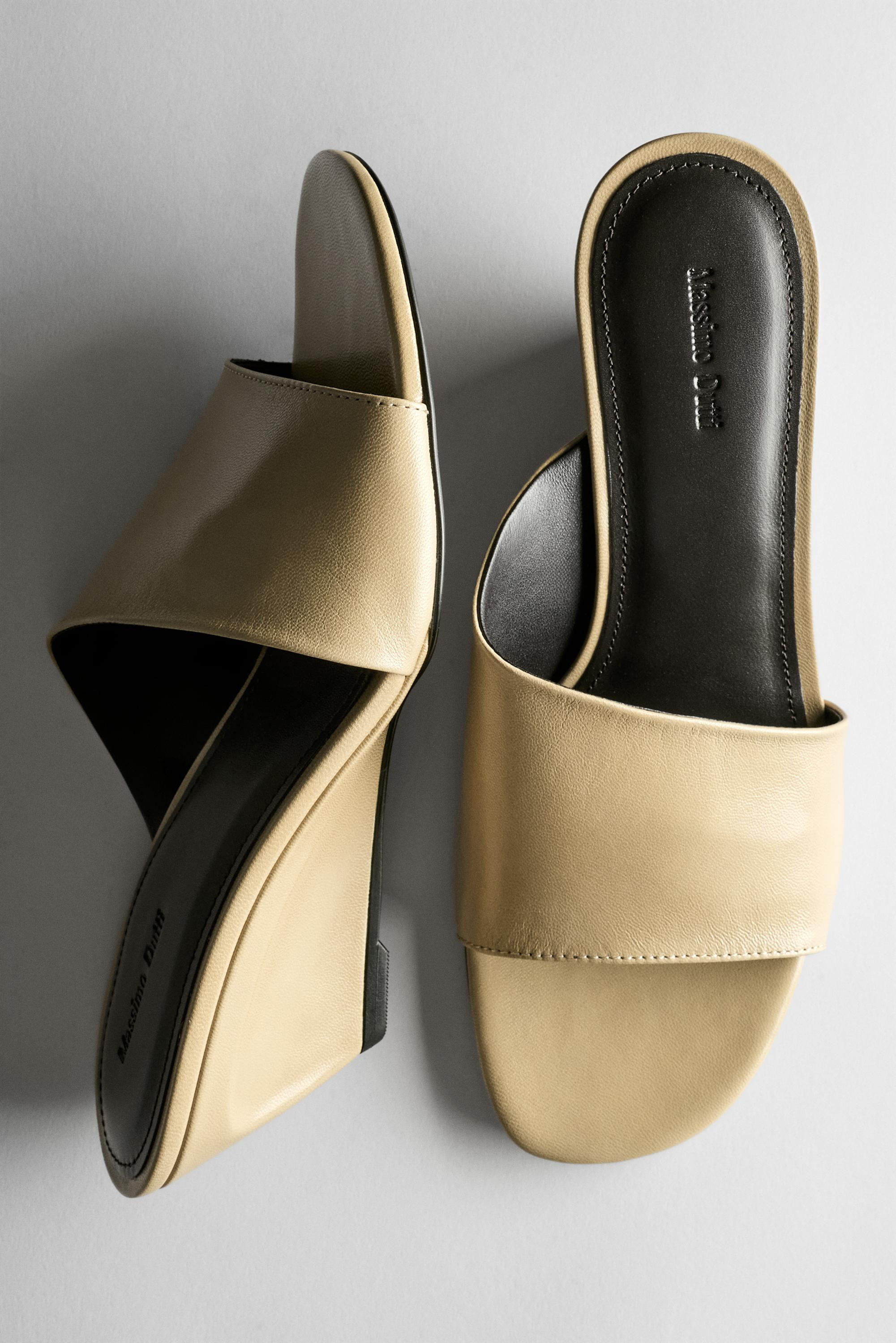 Soft leather wedge heel sandals | Massimo Dutti UK