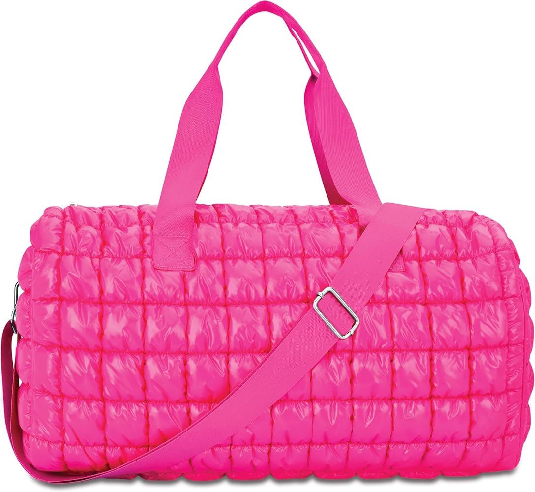 iscream 17" x 10" Quilted Puffer Duffle Bag with Double Handles and Removable, Adjustable Should ... | Amazon (US)