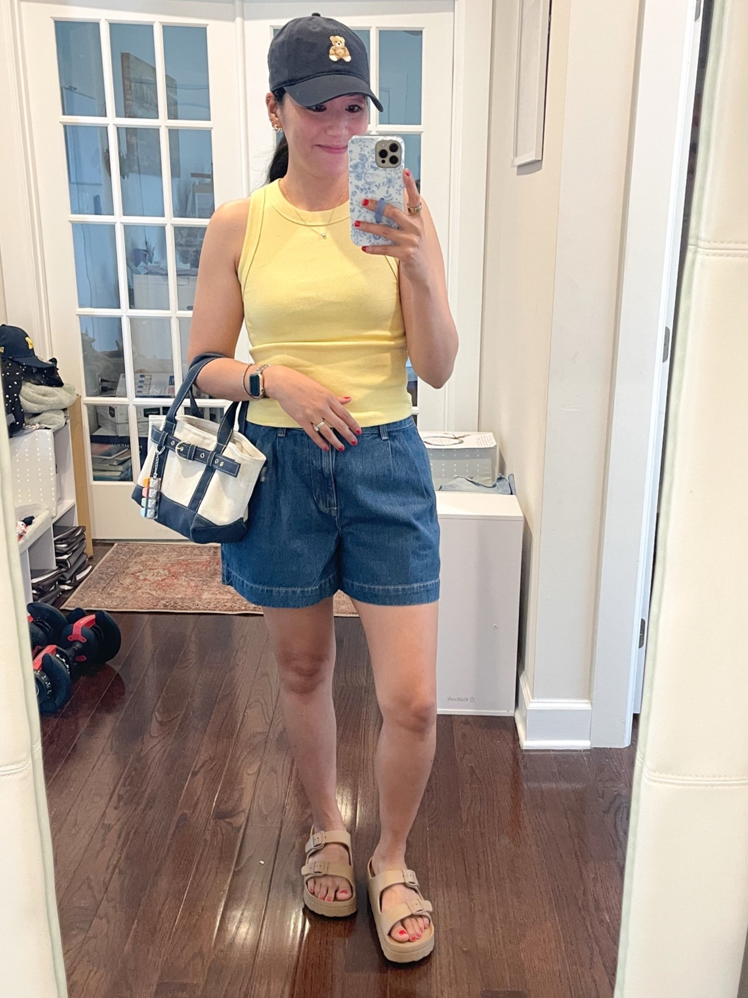 Size small tank
Size XS shorts
Sized up in sandals (tried 8-8.5 but preferred size 9)

#LTKootd #LTKmomlife #LTKOver40