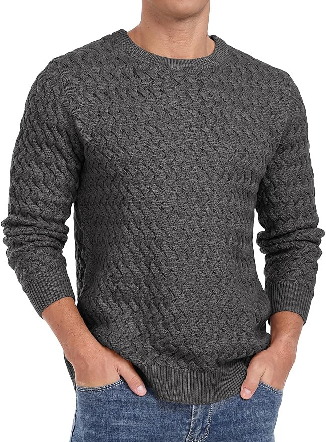 Sailwind Men's Crewneck Cable Knit Sweaters Long Sleeve Casual Twist Patterned Pullover Sweater | Amazon (US)