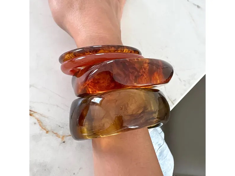 Resin Brown Bracelet, Acrylic Bangles Bracelet, Irregular Bracelets, Boho Jewellery for Women - E... | Etsy (US)