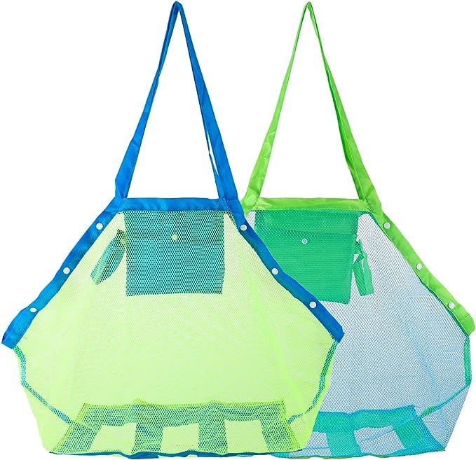 HOMETALL Mesh Beach Tote Bag, Kids Sea Shell Bags,2 Pack Large Beach Toy Bag Away from Sand,Bag T... | Amazon (US)