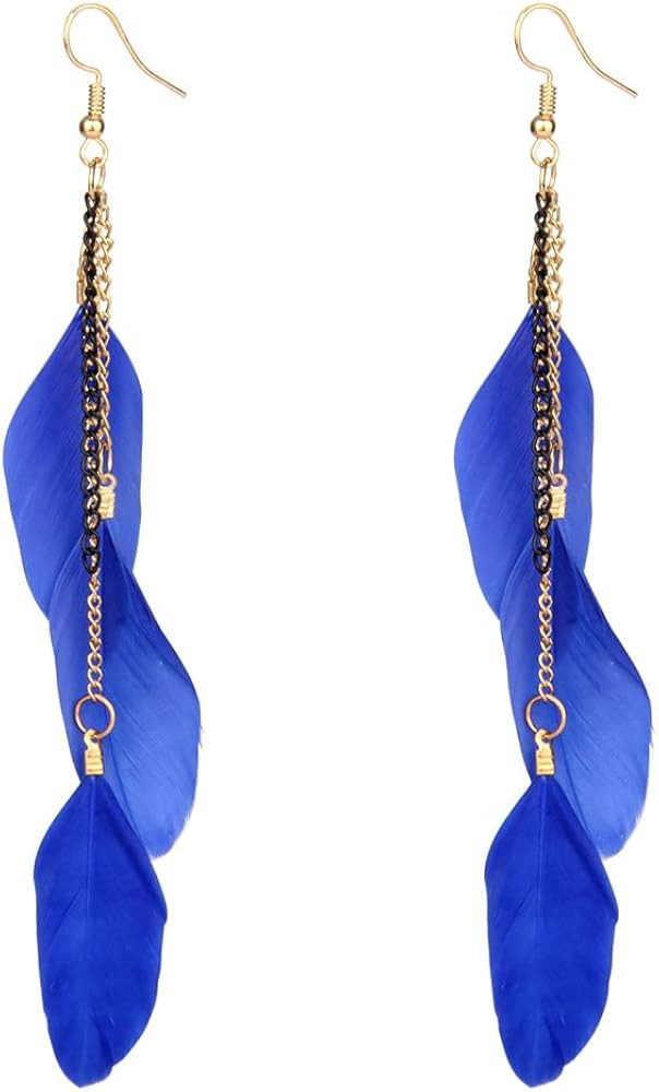 Boho Piercing Jewelry Tassel Feather Dangle Drop Long Chain Earrings Retro Lightweight Earrings f... | Amazon (US)