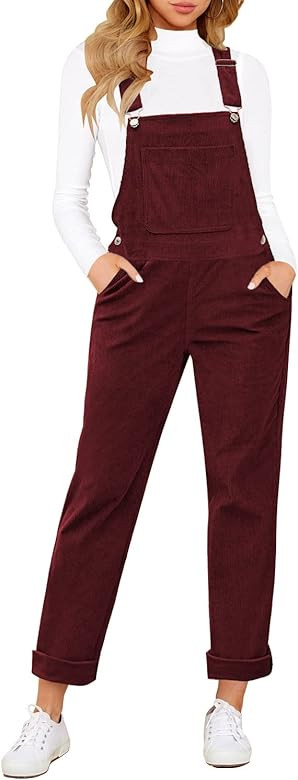 LookbookStore Womens Overalls Corduroy Bib Adjustable Straps Fashion Jumpsuit Overall for Women with | Amazon (US)