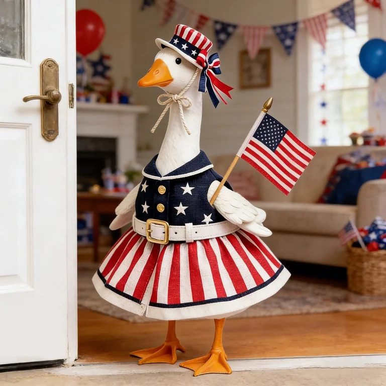 4th of July Flag Dress Outfit Set for Patio Gooses, Patriotic Porch Goose Costumes with Hat and H... | Walmart (US)