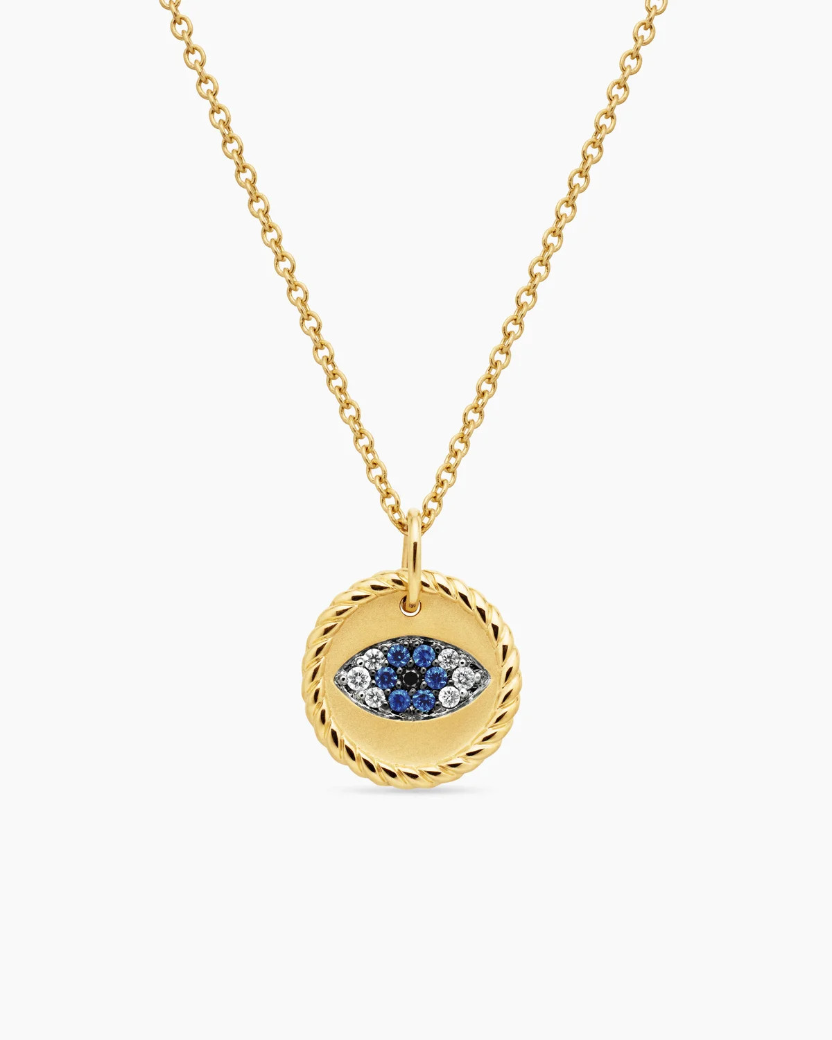 David Yurman | Cable Collectibles® Evil Eye Necklace in 18K Yellow Gold with Pavé Blue Sapphire... | David Yurman
