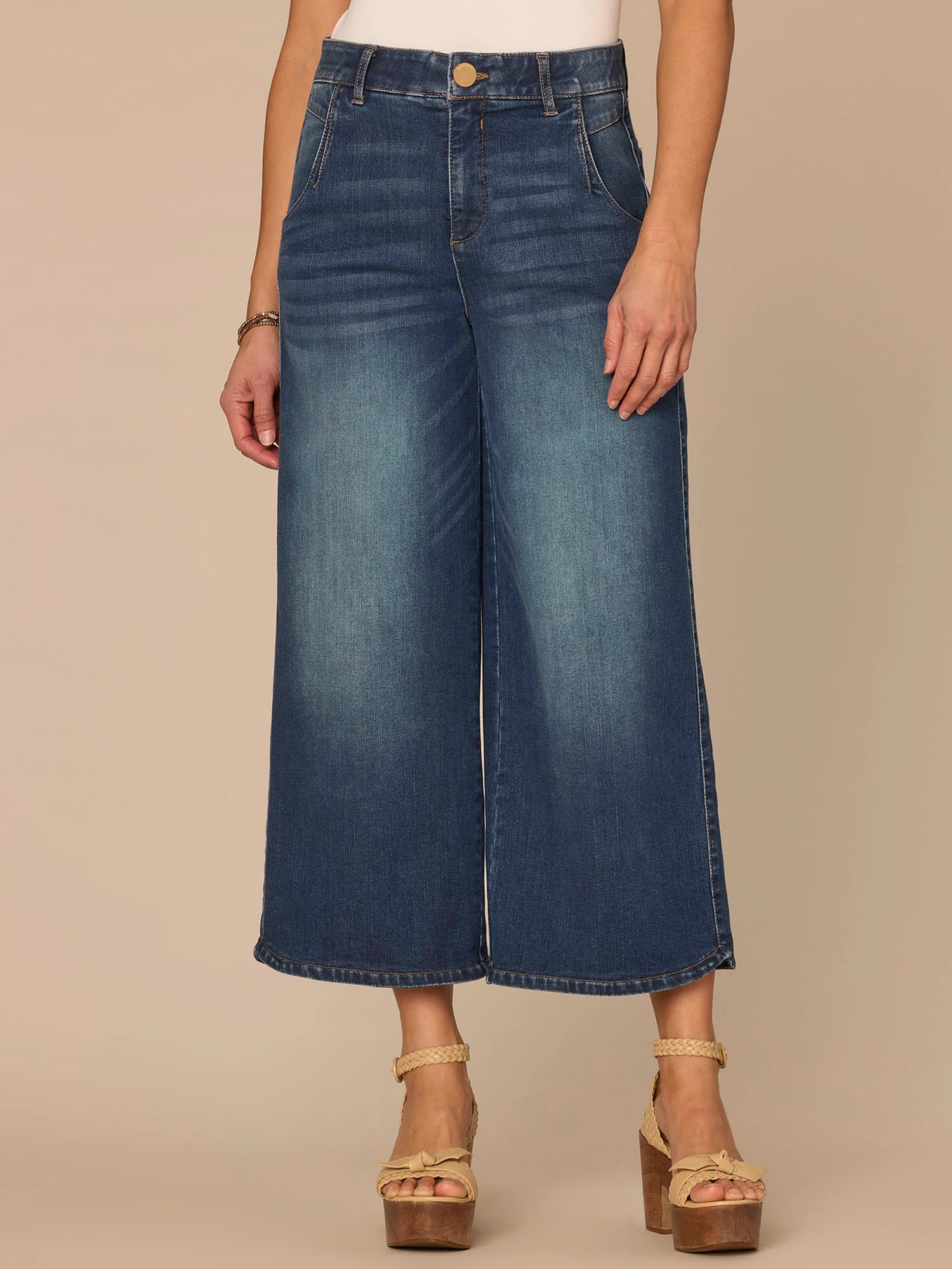 "Ab"solution\u00ae Skyrise Dart Seam Tulip Hem Crop Wide Leg Jeans | Democracy Clothing