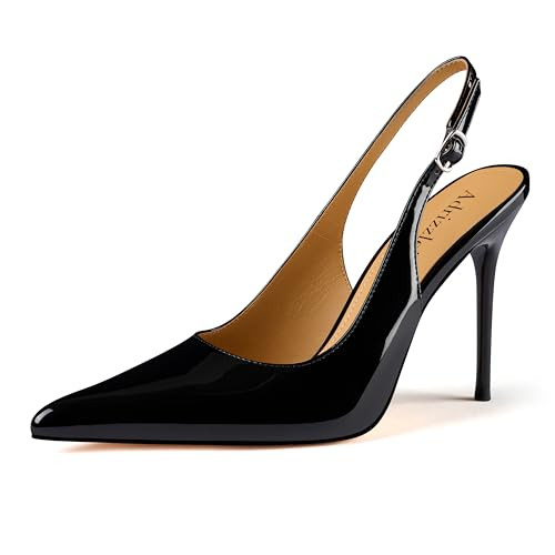Amazon.com | Adrizzlein Womens Slingback Pumps Pointed Toe High Heels Dressy Closed Toe Stiletto ... | Amazon (US)