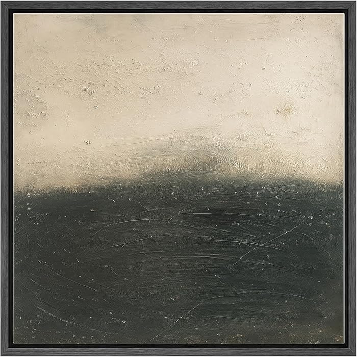 SIGNWIN Framed Canvas Print Wall Art Beige and Dark Green Horizon Abstract Illustrations Modern A... | Amazon (US)