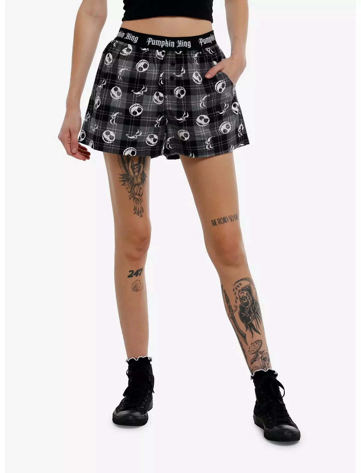 Her Universe The Nightmare Before Christmas Jack Plaid Girls Lounge Shorts | Hot Topic