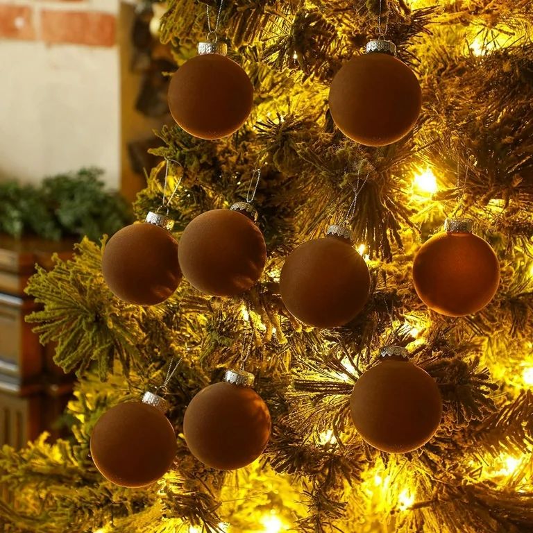 RKZDSR 12 Pcs Velvet Christmas Balls Flocked Christmas Tree Ball Ornaments Plastic Balls Xmas Dec... | Walmart (US)