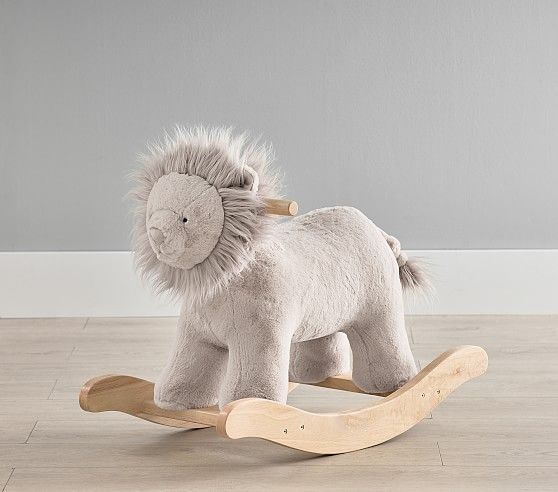 Taupe Lion Plush Nursery Rocker | Pottery Barn Kids