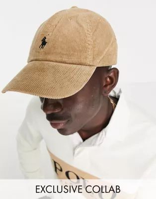 Polo Ralph Lauren x ASOS Exclusive collab corduroy cap in tan with pony logo | ASOS (Global)