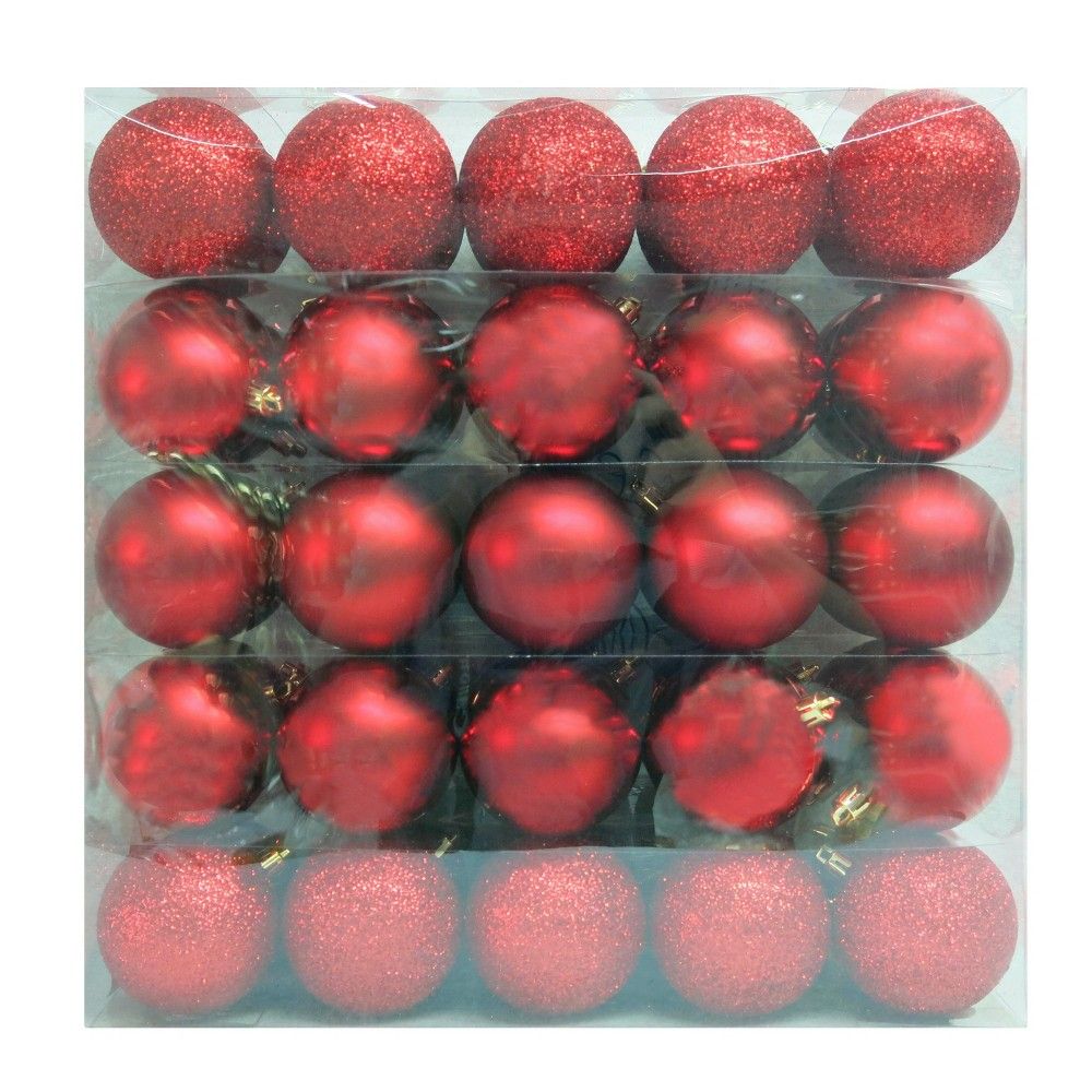 50ct 70mm Red Christmas Ornament Set - Wondershop | Target