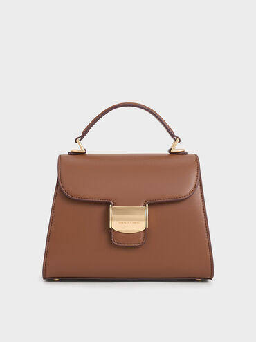 Violetta Trapeze Top Handle Bag
 - Chocolate | Charles & Keith UK