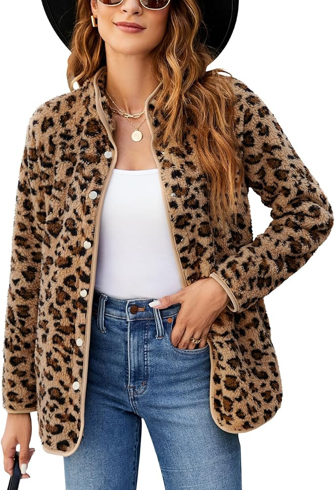 Micoson Women's Long Sleeve Cardigan Lapel Button Down Warm Fuzzy Fleece Jacket Oversized Winter ... | Amazon (CA)