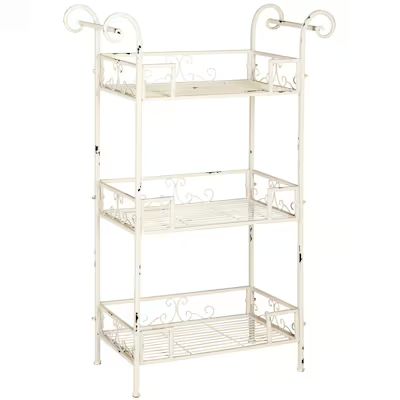 Safavieh Noreen 42.3-in H x 28.3-in W Antique White Outdoor Rectangular Wrought Iron Plant Stand ... | Lowe's