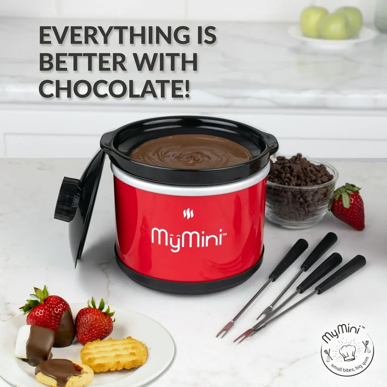 MyMini 20 oz Chocolate Fondue Dipping Pot, 40-Watts, Nonstick Ceramic, Red | Walmart (US)