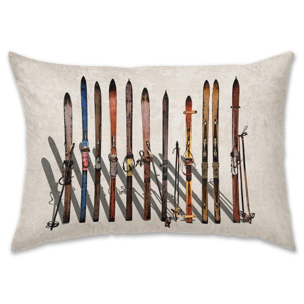 Oliver Gal 'Vintage Skis' Decorative Throw Pillow | Bed Bath & Beyond