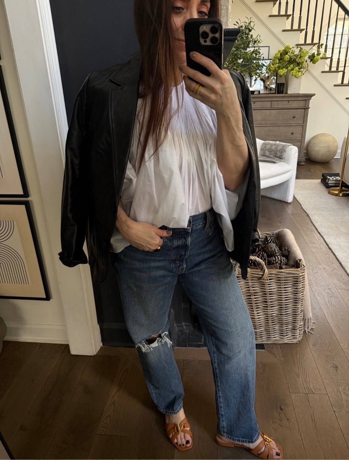 Completely obsessed with these Ralph Lauren jean, the soft billows of this blouse with the stunning ruching along with the linen blazer & how cute are these slides with the gold buckle detail?!



#LTKmomlife #LTKgrwm #LTKootd