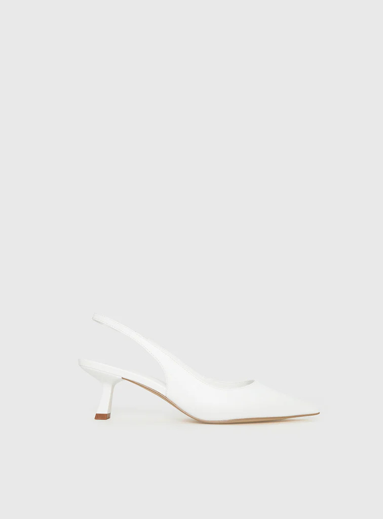 Denalia Pointed Toe Heels White Matte | Princess Polly US