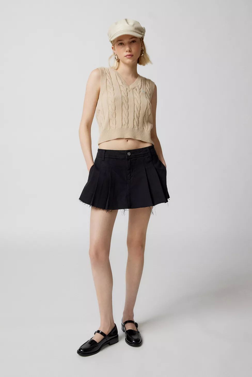 UO Mia Denim Pleated Skort | Urban Outfitters (US and RoW)
