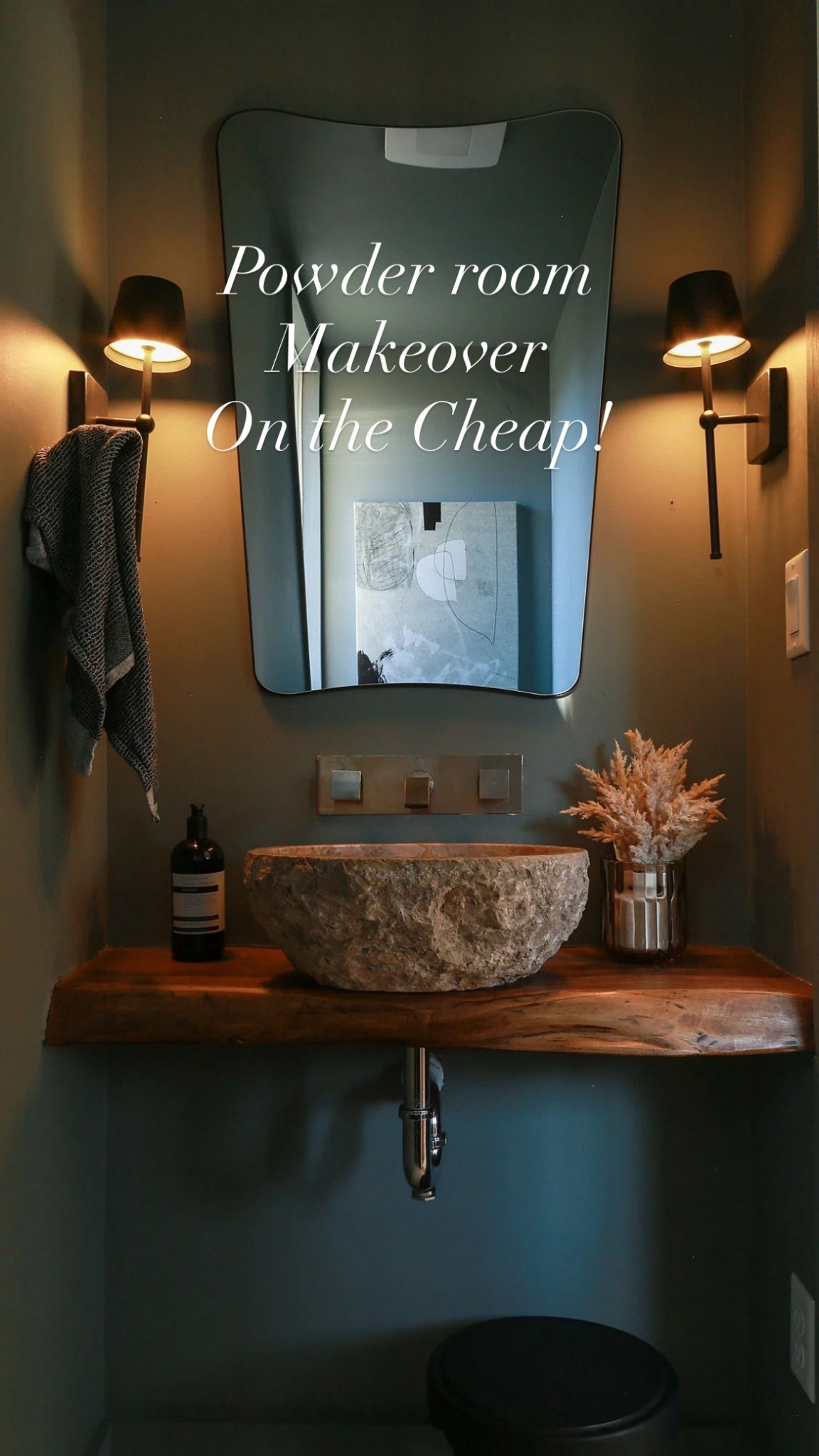 Using Amazon scores and DIY hacks, I transformed my builder grade powder room to a moody earthy bathroom for guests- all for a total of $300.  #powderroom #bathroom #homedecor #amazon #diy #interiordesign #moodydecor 

#LTKSaleAlert #LTKHome #LTKdayinmylife