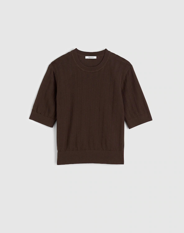 Pointelle-Stitch Crewneck Sweater Tee | Madewell