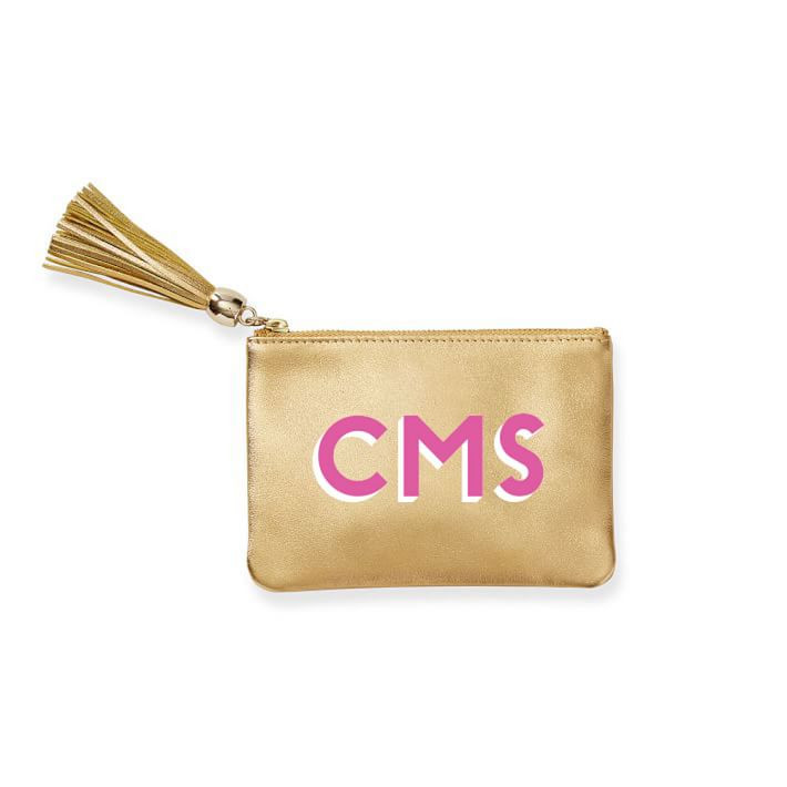 Leather Tassel Zipper Pouch, Shadow Printed | Mark and Graham