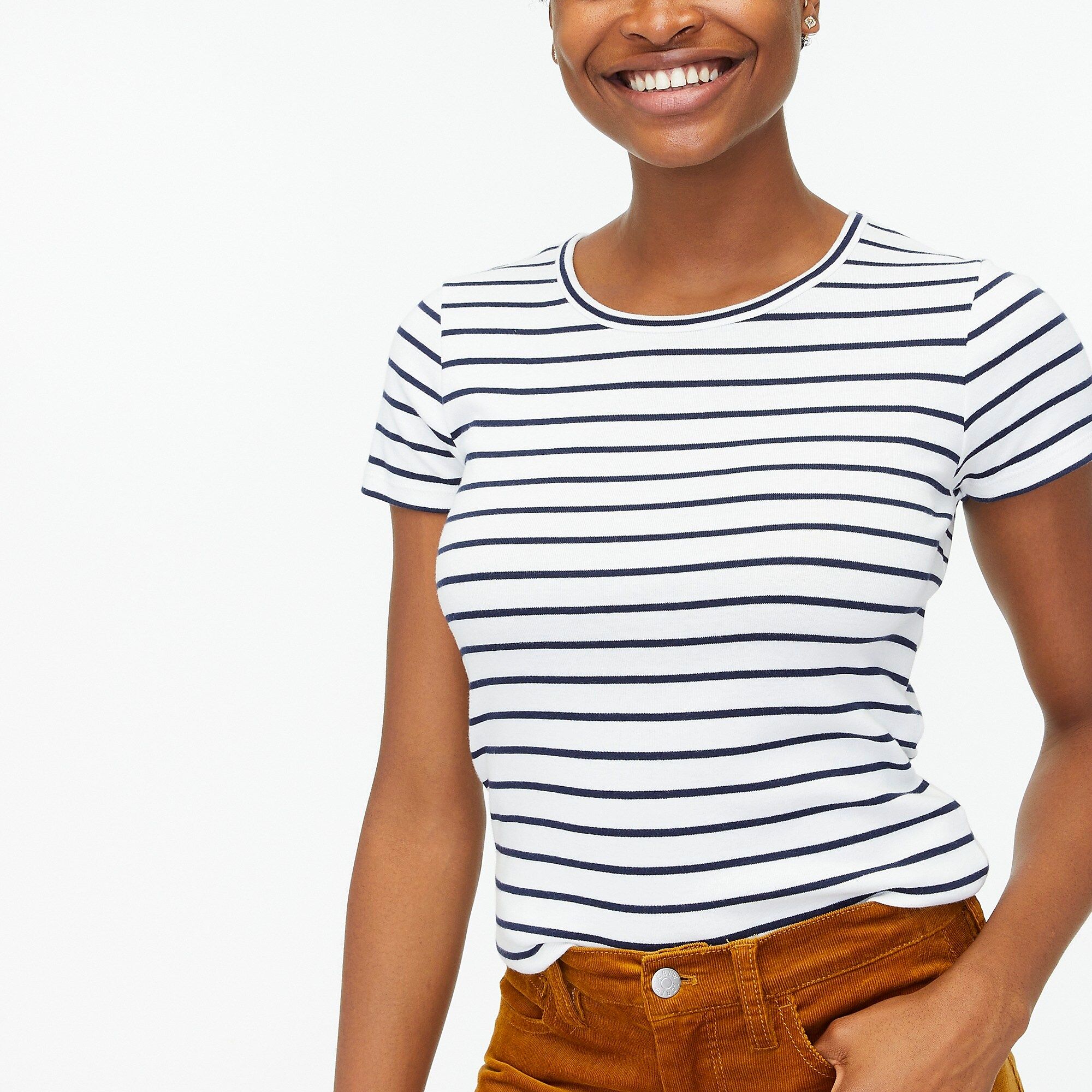 Striped fine-rib crewneck tee | J.Crew Factory