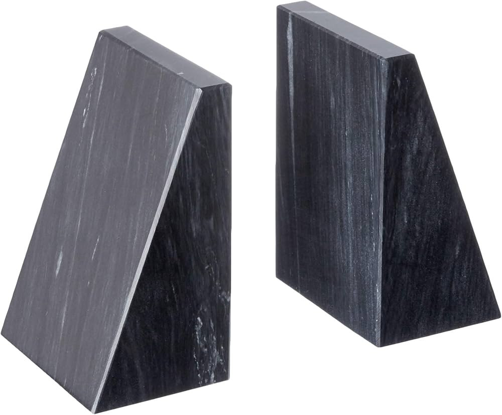Fox Run Triangular 100% Natural Polished Black Marble Bookends 4 x 3 x 6 inches | Amazon (US)