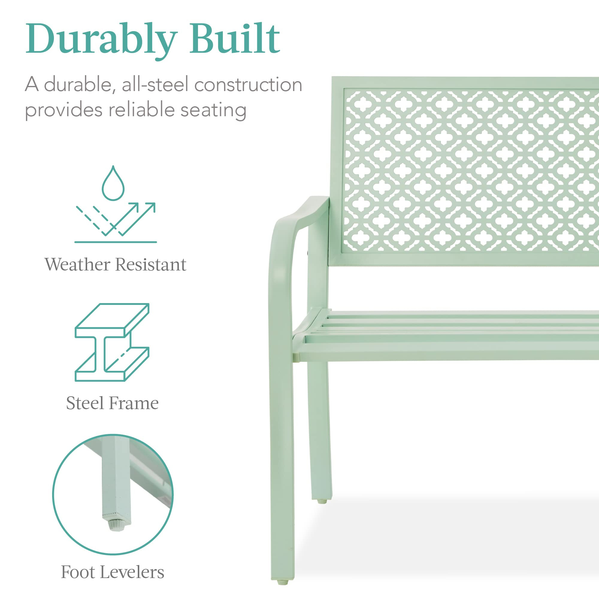 Best Choice Products Outdoor Bench 2-Person Metal Steel Benches Furniture for Garden, Patio, Porc... | Amazon (US)